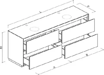 Тумба со столешницей Brenta Scala 220 см напольный 2 ящика (SC350.220.110.49)