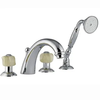 Смеситель на борт ванны Nicolazzi Onice на 4 отв., излив: 223 мм, с ручным душем, хром 2104CR09O