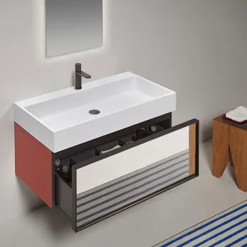 Комплект мебели Antonio Lupi Bespoke 90х50хh50, с раковиной, с 1 ящиком с зеркальным фасадом, Terracotta goffrato/vetro argentato bronzo А0002424237