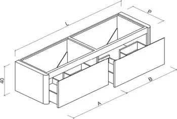Тумба под раковину Brenta Verso 220 см подвесной глянцевый 2 ящика (VS050.220.110.49.G.R)