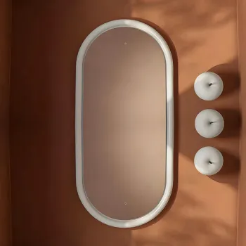 Зеркало Artceram Milano 55х100, в керамической раме с LED-подсветкой и сенсорным выключателем, белый ACS019 01