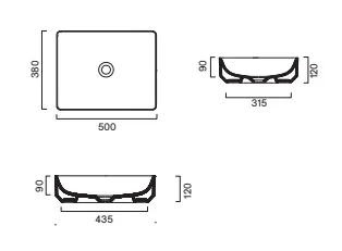 Раковина 50×38 h12 Catalano Green накладная Bianco lucido 0422500001