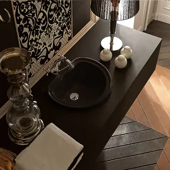 Раковина встраиваемая Kerasan Retro 50х41 с переливом, черный 103104 Nero lucido *0