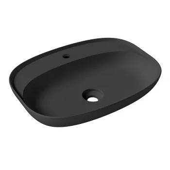 Раковина накладная Alice Form Oval 60x45хВ12 Plan, с отверстием под смеситель, чёрный матовый, 22460108