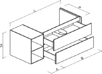 Тумба под раковину Brenta Fly 150 см подвесной дерево 3 ящика с полкой (FL630.150.100.49.W)