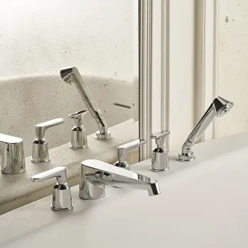 Смеситель на борт ванны Devon&Devon Twenties на 5 отверстий с ручным душем хром TWY954CR