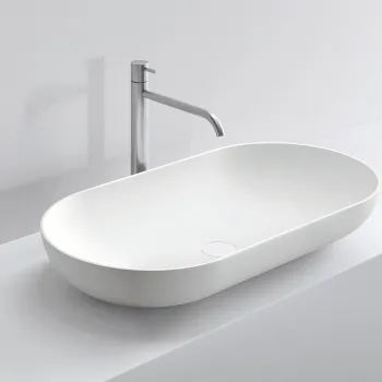 Раковина накладная Noorth Milldue Edition Blend 81х42хh13, из CRISTALPLANT, без отв для е, без перелива, с донным клапаном, белый матовый 8888.19*0 Bianco Opaco