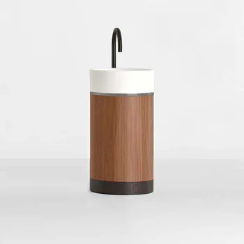 Раковина напольная Noorth Milldue Edition Roma Ii 450x880, слив в пол, основ Rovere nero, корп Noce Canaletto, вставк Platino, раков Bianco opaco, 2017.B