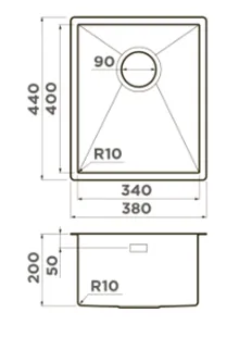 Мойка Omoikiri Taki 38 U If Lg 380x440 340x400 X200 40 4973092