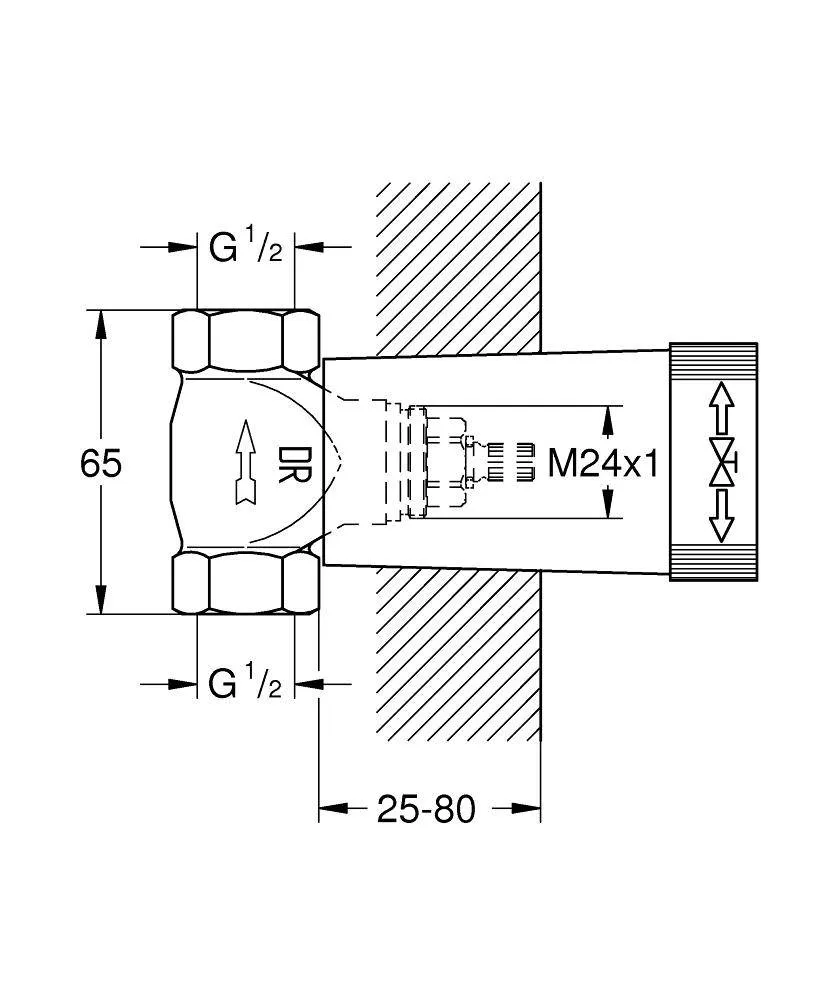 Встраиваемая часть вентиля GROHE, резьба 1/2?, латунь 29800000