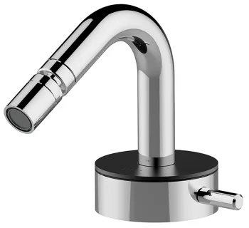 Смеситель для биде Cisal Slim однорычажный, на 1 отверстие с донным клапаном, хром/черный матовый SM0015506T