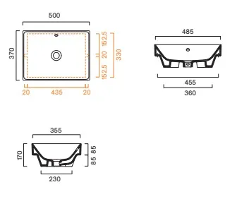 Раковина 50×37 Catalano Zero встраиваемая Bianco lucido 0124500001
