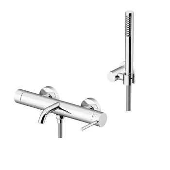 Смеситель для ванны настенный излив Gattoni Circle Two 146 ,с ручной лейкой на держателе, хром 9100/91C0