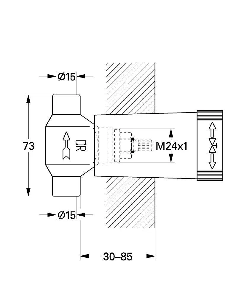 Встраиваемая часть вентиля GROHE, для пайки O15 мм, латунь 29801000