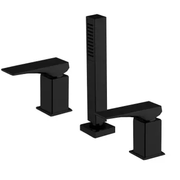 Смеситель на борт ванны Fima Carlo Frattini Zeta на 3 отверстие, с ручным душем, чёрный матовый F3974/1NNS