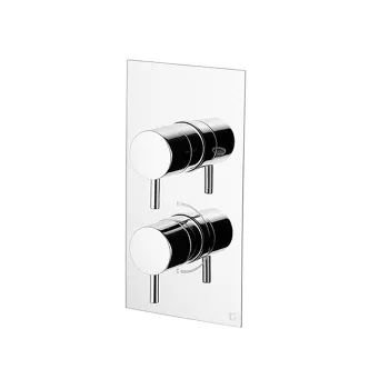 Термостатический встраиваемый смеситель для душа Gattoni Termostatici 2 рычага на 1 источника на прямоугольной пластине, хром TS992/22C0.Mcr