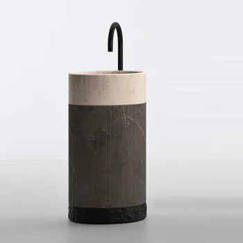 Раковина напольная Noorth Milldue Edition Roma 450х880, без перелива, с донным клапаном, цоколь Ardesia, корпус Grafite, раковина Moka Cream, 5075.G