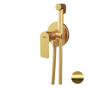 Смеситель с гигиеническим душем Remer Infinity золото брашированное I65WBG