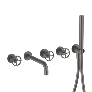 Смеситель для ванны Fantini Fontane Bianche встраиваемый, излив 200, с ручн.душем, наружная часть, Matt Gun Metal PVD 47 P5 P019B