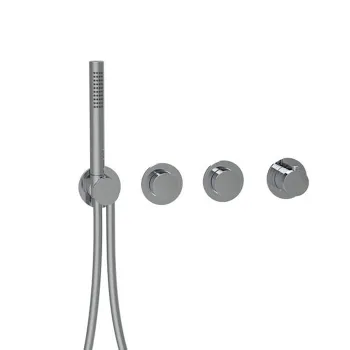 Внешняя часть термостатического смесителя Almar Modular Push на 2 потребителя с модулем ручного душа, оружейный металл брашированный pvd E180433.GM