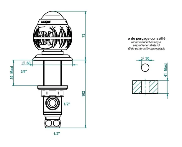 Вентиль смесителя для раковины THG Panthere Cristal Clair A2H-A02-35 хром