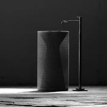 Раковина Antonio Lupi Introverso 45х85, без отв., без перелива, с д/клапаном, сифоном, слив в пол, мрамор, Marmo Carrara А0002423682