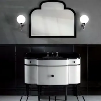 Тумба под раковину Devon&Devon Music NERO ASSOLUTO c 3отв. 120,5х42/56хh88,5/96, корпус, белый с кантом черным, ножки черный без раков. WHITE56 EFMUSICPW/DBGRN-WHITE56/3F