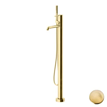 Смеситель для ванны напольный Gattoni Circle Two 994, с встроенной частью, oro brush 9108/91SG