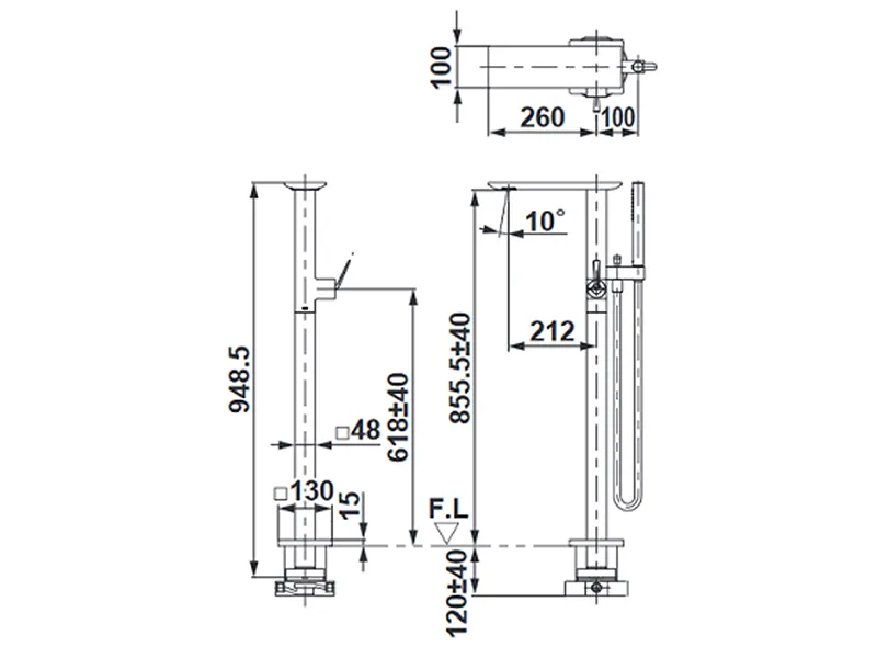 Основание для отдельностоящего смесителя Toto TBN01105R