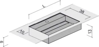 Раковина Brenta Prime 90х38 см из керамогранита встраиваемая снизу (интегрированная) PRM033.90