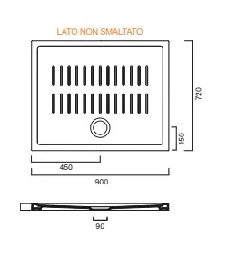 Душевой поддон 90×72 Catalano H4,5 Ceramic Bianco lucido 7440970001