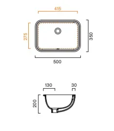 Раковина 50×35 Catalano Italy встраиваемая Bianco lucido 0727500001