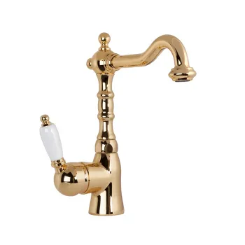 Смеситель для раковины с высоким изливом Gattoni Orta 2741/27D0 OLD золото