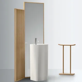 Ширма Noorth Milldue Edition Azuma TORO 127, 55+72, x4.5xh195см напольная с зеркалом и створкой, матовый шпон, rovere mezza fiamma-7777 2442.7777