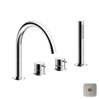 Смеситель на борт ванны Almar на 4 отверстия с ручной лейкой, никель брашированный E214006.NB