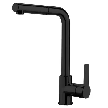 Смеситель для кухни Fima Carlo Frattini Kitchen на 1 отверстие, с выдвижной лейкой, чёрный матовый F7029WOTNS