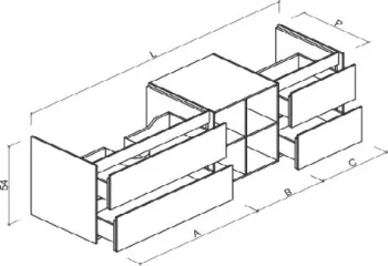Тумба под раковину Brenta Fly 220 см подвесной дерево 5 ящиков с полкой (FL660.220.110.49.W)