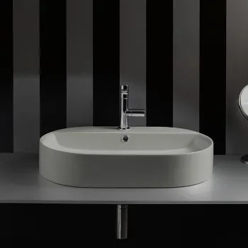 Раковина-чаша Kerasan Ciotola 65х40хh12, с 1отв, с переливом, Grigio matt 028559*1