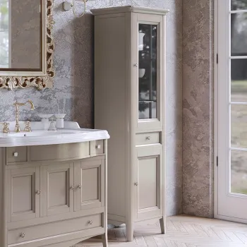 Пенал Tw Veronica 50.2/45x40/37.4xh172, 1выдв.ящик, 2 распашные дверки, доводчики Blum, петли справа-DX,, tortora, ручки riflesso бронза VER3050D-T