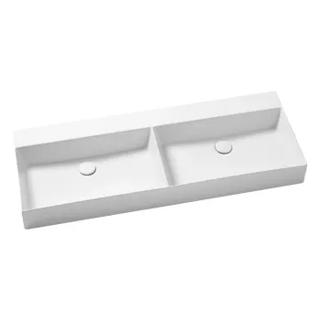 Двойная раковина подвесная Azzurra Elegance Squared 122х45см без отв. под смеситель, белый ELLP12245DQ0BI/(EQA122 2V bi)*0