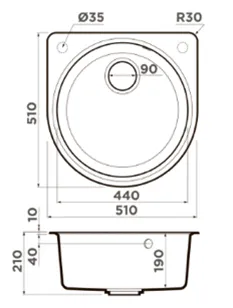 Мойка Omoikiri Akegata 51 Dc 510 510 210 50 Artgranit 10 4993757