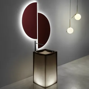 Раковина Antonio Lupi Aura 45х45х85, без отв., слив в пол, с дон. клапан, сифоном и трубой слива, Cristalmood, Nebbia А0002451433