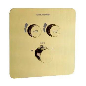 Смеситель для душа Ramonsoler RS-Smart встраиваемый термостатический на 2 выхода с внутренней частью золото 85T201SOC