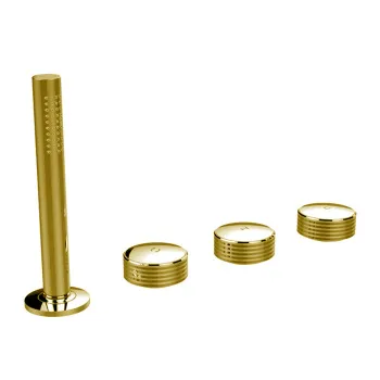 Смеситель на борт ванны Fima Carlo Frattini Texture Collection на 4 отверстие, с ручным душем, золото F5614/1HOR