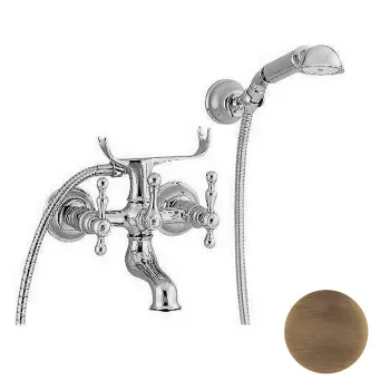 Смеситель для ванны Cisal Arcana America настенный, с ручной лейкой, держателем и шлангом, бронза AA00012027