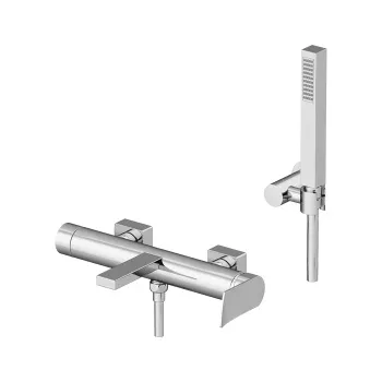 Смеситель для ванны Gattoni Soffio с носиком, однорычажный. с ручной лейкой, хром 8100/81C0