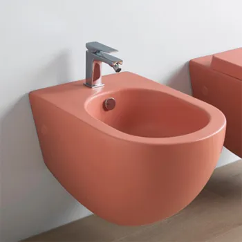 Биде подвесное Artceram FILE 2.0 36х52, с креплениями, с 1 отв под смеситель, rosso corallo FLB001 14 00 rosso corallo