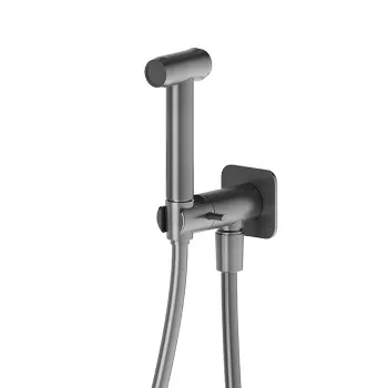 Гигиенический душ Newform X-steel 316 уголок с держателем, с запорным вентилем,на холодную воду, PVD Brushed gun metal 69644X.59.064