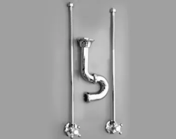 Комплект для смесителя Devon&Devon на 2/3 отверстия, сифон для раковины + 2 кран-сединения с трубками подвода хром не заказывать для биде! DUHL162CR