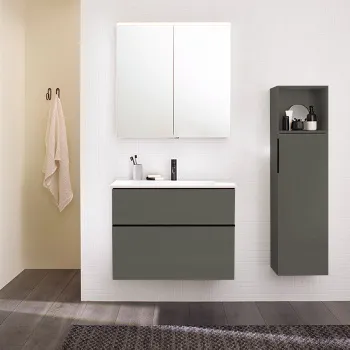 Тумба с раковиной Burgbad Eqio 90х62х49см 1 отв., цвет: серый глянец